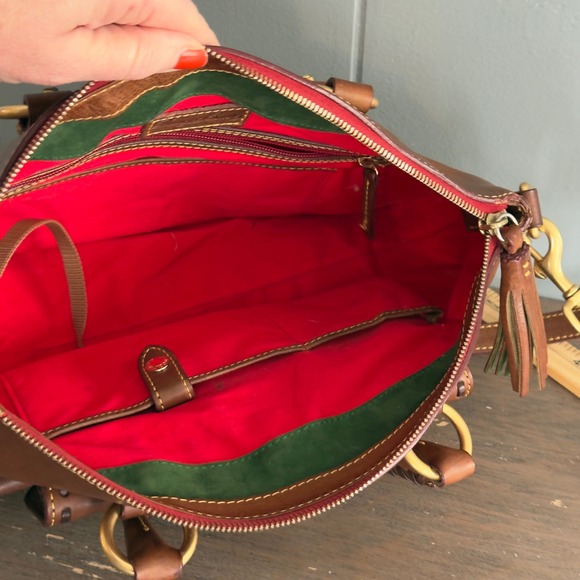 Dooney Bourke Florentine Leather Satchel Bag Chestnut Whipstitch Patina Luxe - Picture 7 of 16